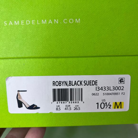 Sam Edelman Robyn Leather Ankle Strap Heel Black I3433L3002 Women 10.5M Tried On - Picture 11 of 11